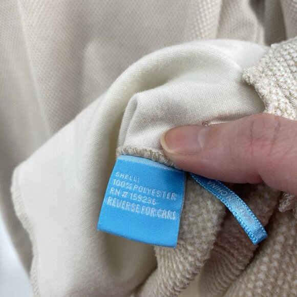 J. McLaughlin Marisa Funnel Neck Fleece Pullover Sz Large Top Beige Tan Buttons - Picture 11 of 16